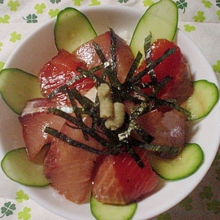 ブリとサーモンの醤油漬けどんぶり～☆